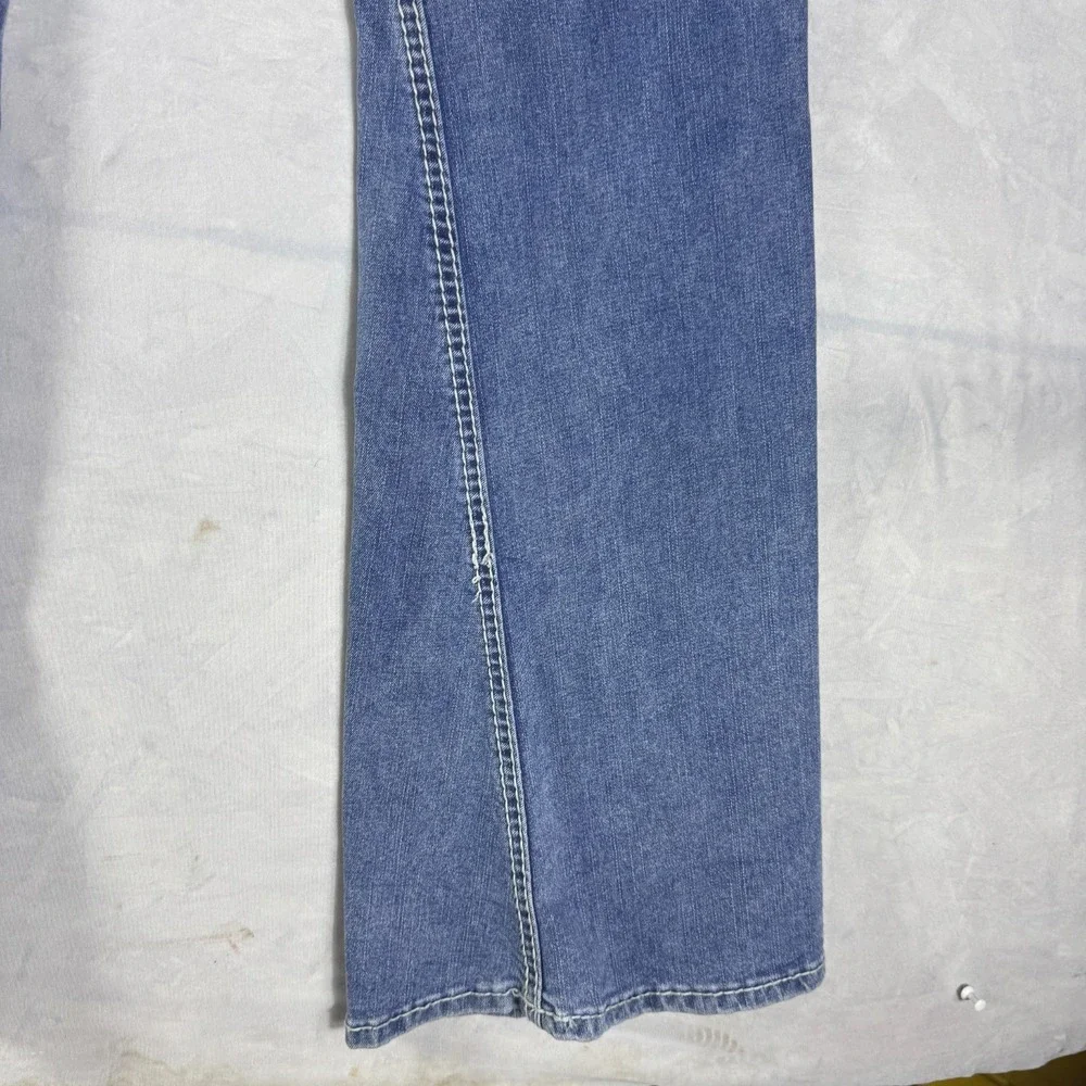 NWT True Religion Joey Womens Flare Jeans Blue Denim Mid Rise Flap Pockets 29‎
